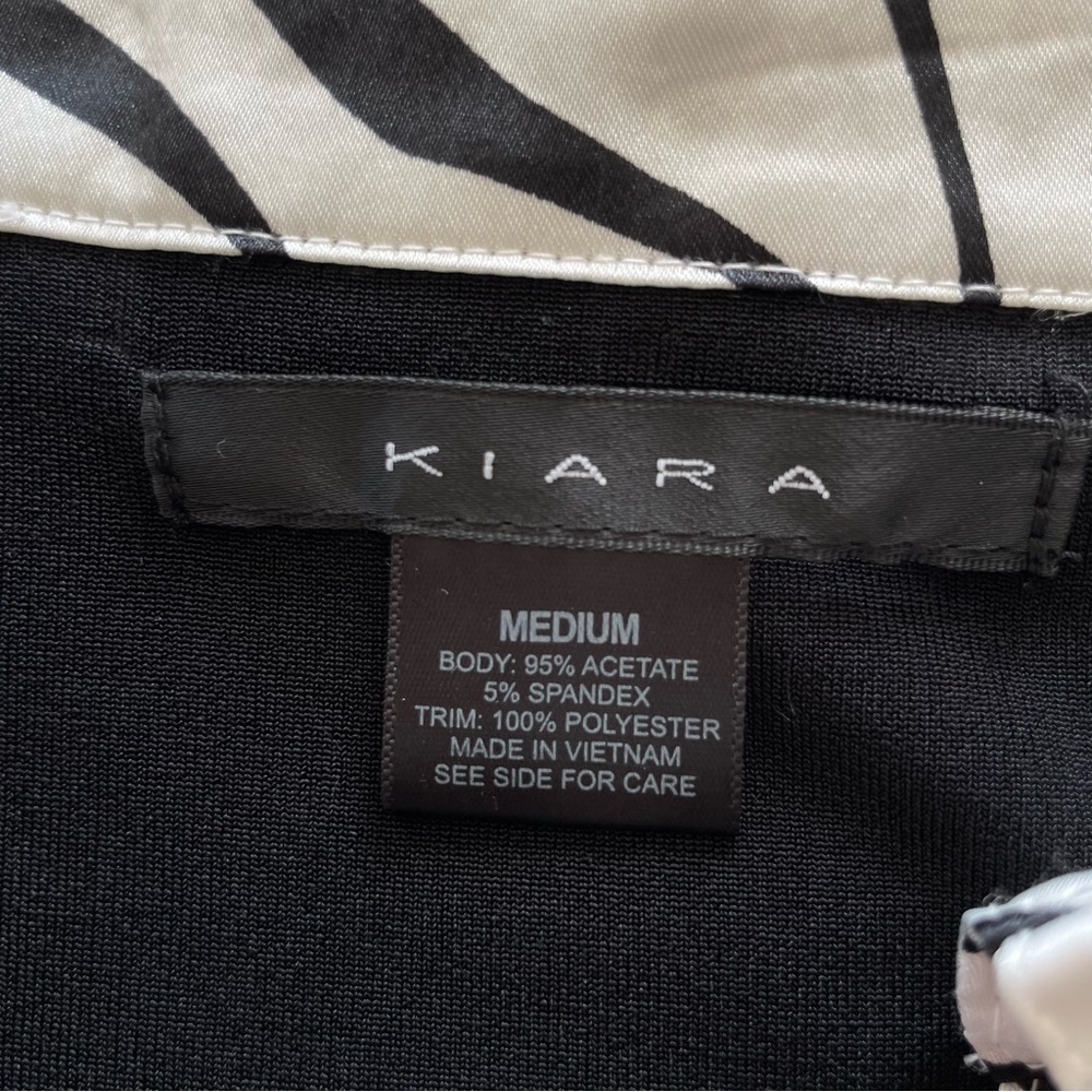 Kiara Collared Blouse Black White Zebra Print Trim Stretch 90s Y2K Size M - Picture 7 of 10
